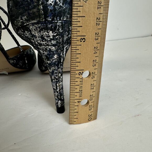 LK Bennett Shoes Womens 40 US 10.5 Foil Blue Suede Leather Pointy Toe Pumps Heel - Picture 11 of 11